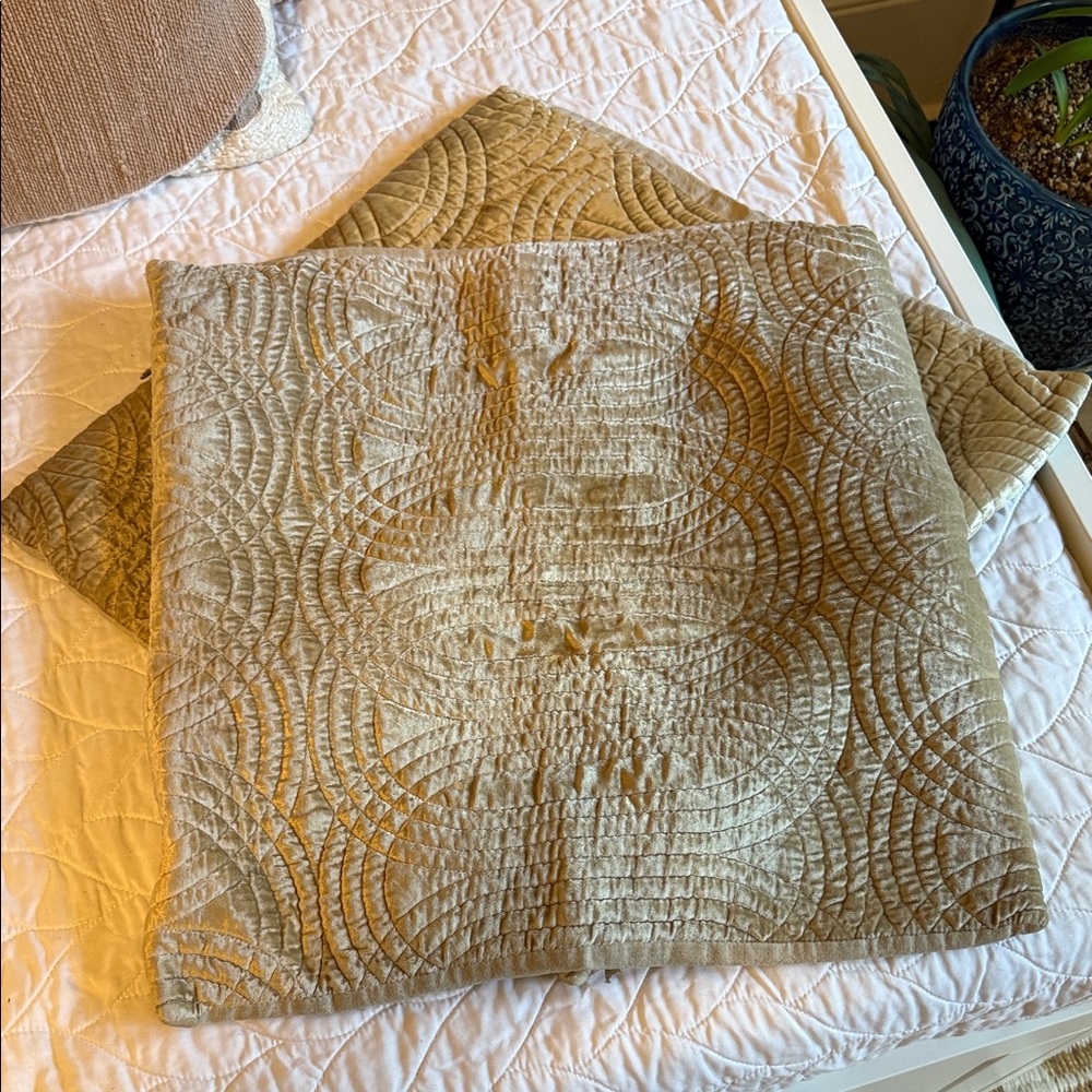 Textured Beige Quilted pillow case covers